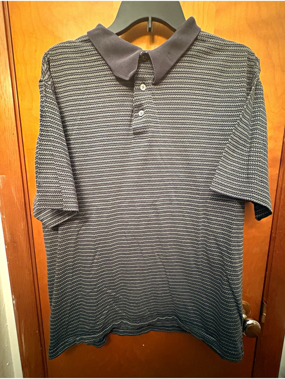 PING Collection Mercerized Striped Golf Polo Men’s Large Navy Gray